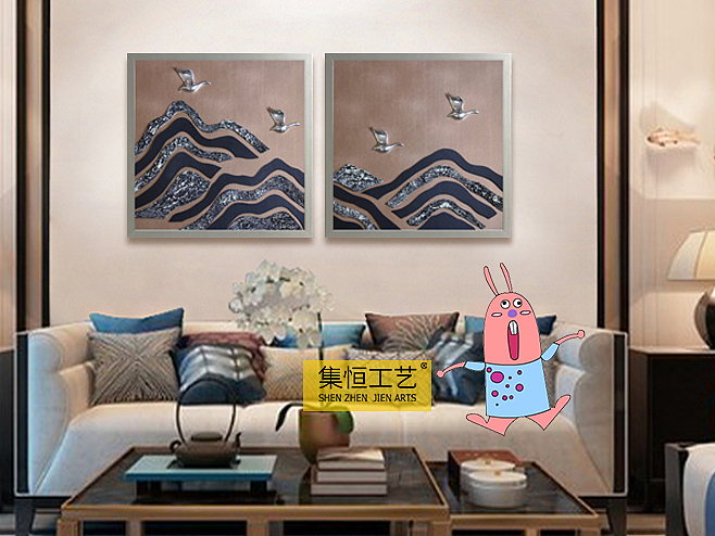深圳集恒工艺实物画厂家 许小姐  实物画、装饰画、装置画、酒店设计.挂画.
.