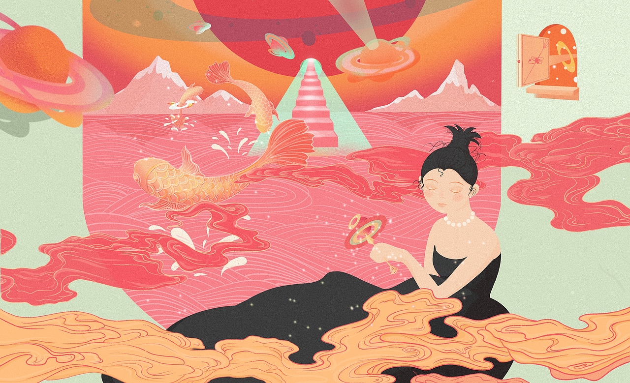 插画 星球 电子音乐专辑 封面插画 奇幻篇（图ZMjY4NTY0NzEy） - 新锐潮流插画 - 站酷设计师一粒猕猴桃原创素材 - 站酷ZCOOL