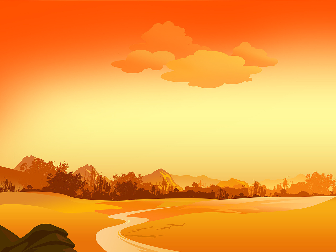 临摹-渐变插画夕阳景色步骤图