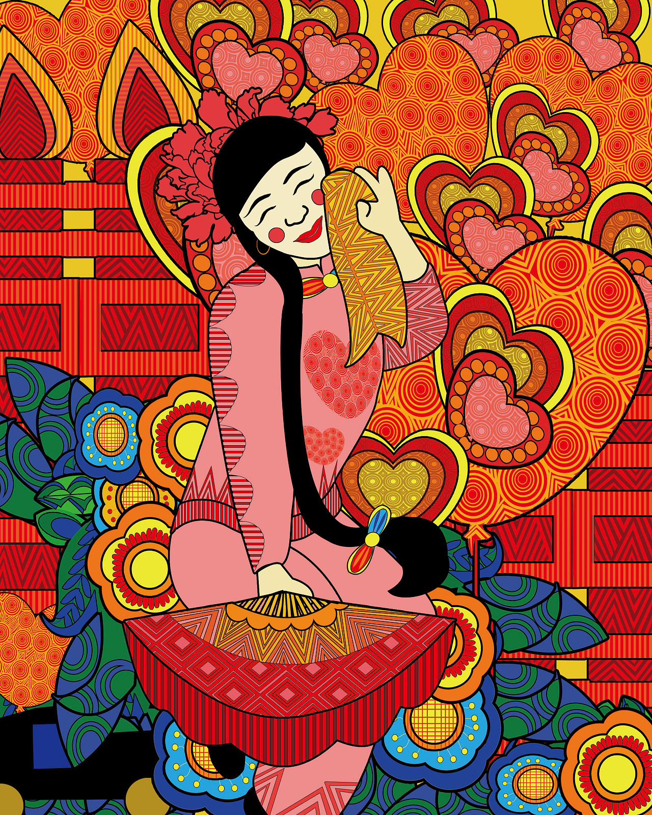 所以根据昌黎地秧歌的文化特征画了这一组插画