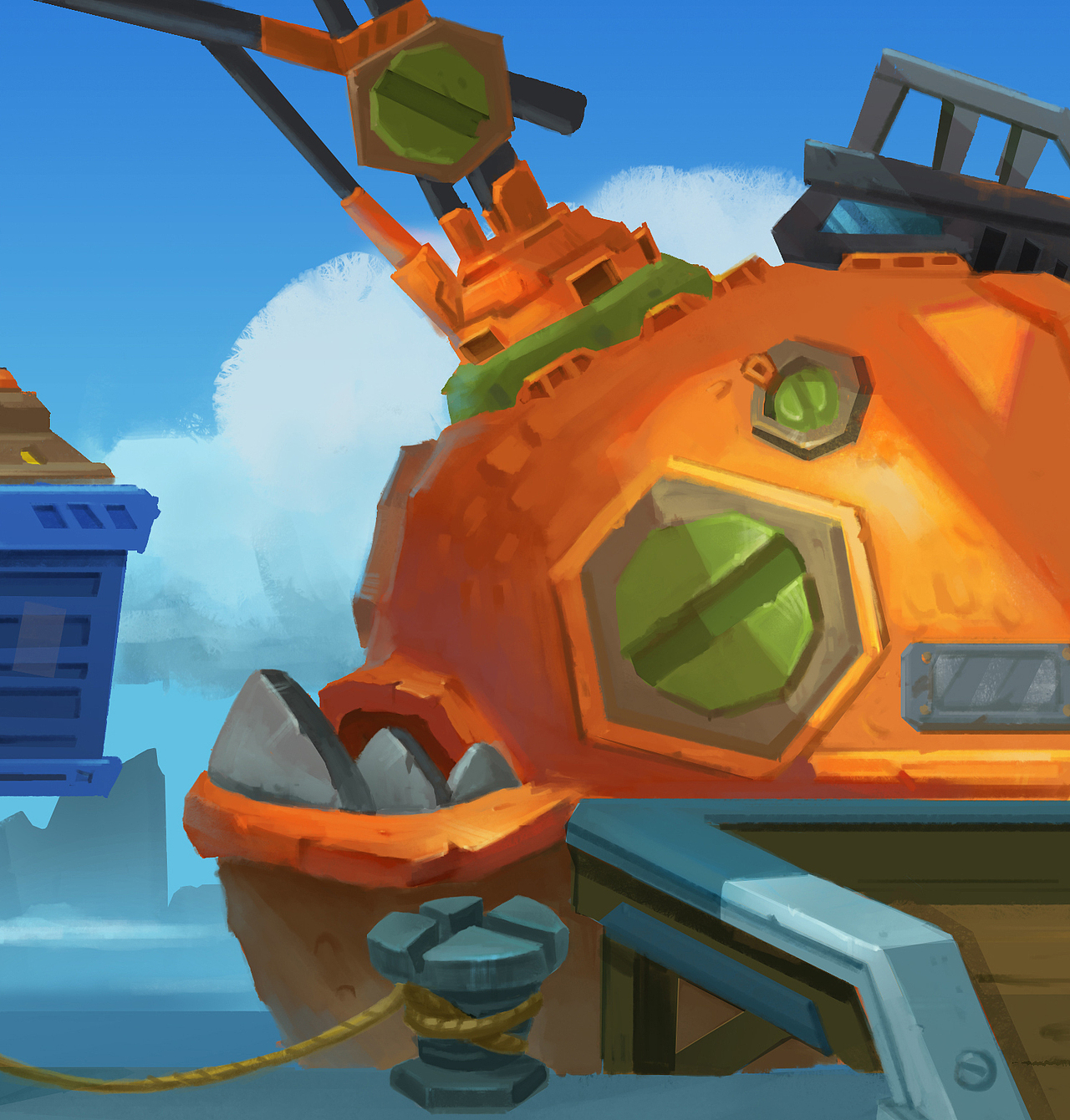 横版码头——“鱼人节”（图ZMTA5OTY4Nzg4） - 游戏原画 - 站酷设计师美Lun美幻原创素材 - 站酷ZCOOL