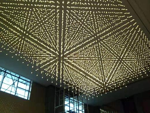 复式楼高空酒店满天星LED光立方大吊灯厂家铭星灯饰