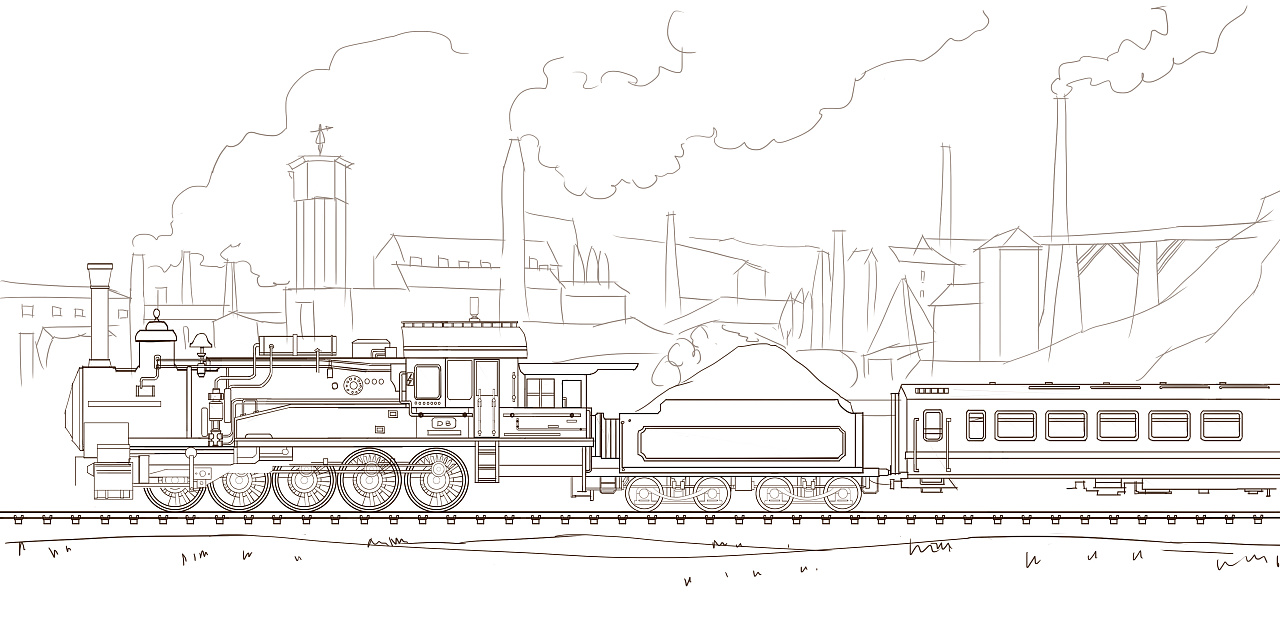 蒸汽火车的简笔画图片