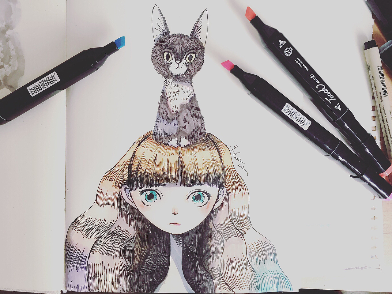 卡通女孩。马克笔（图ZNjU0NTkyNDQ=） - 艺术插画 - 站酷设计师仁仁仁仁仁仁原创素材 - 站酷ZCOOL