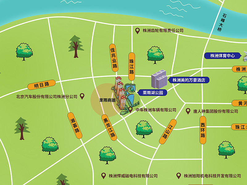 株洲市消费场所及旅游景点及知名企业地图（图ZMjgwMDA3Nzg4） - 商业插画 - 站酷设计师一直膨胀的河豚原创素材 - 站酷ZCOOL
