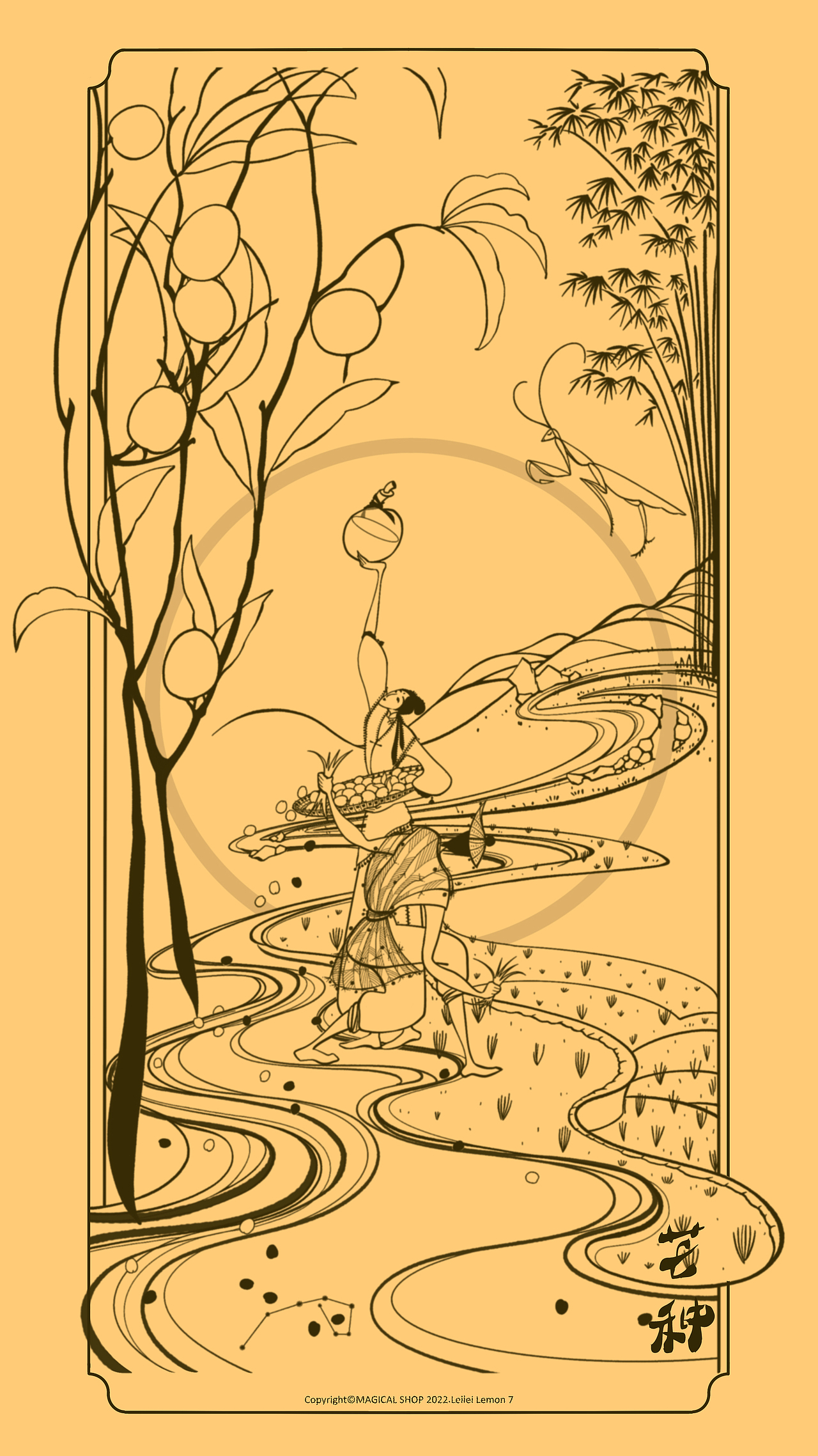 「二十四节气之中国舞」系列作品之「芒种」（图ZMzAzNzM3NjA4） - 新锐潮流插画 - 站酷设计师Lemon橘桃蕾蕾原创素材 - 站酷ZCOOL