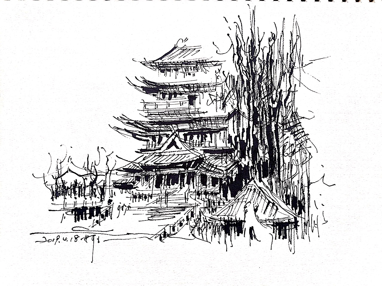 滕王阁手绘（图ZMTU0OTMwMzA0） - 绘画 - 站酷设计师阿王手绘原创素材 - 站酷ZCOOL