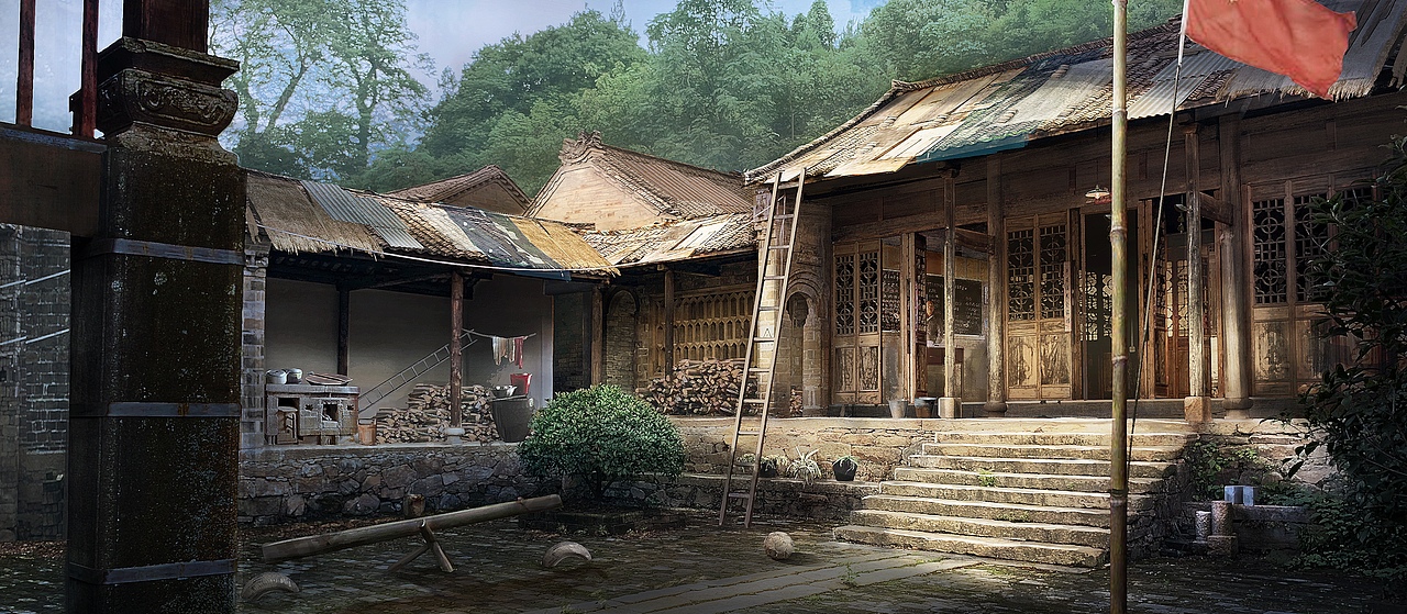 影视概念气氛图外景院子乡村