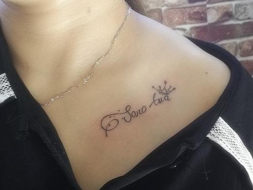 锁骨英文纹身#美女#文身金左堂纹身河南安阳tattoo