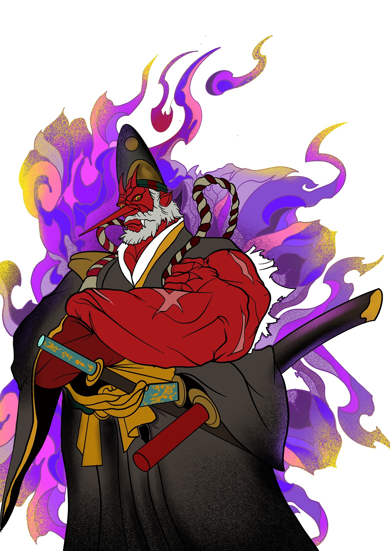 百鬼夜行系列第一话 老天狗|插画|概念设定|魔仙堡郭德纲 - 原创作品