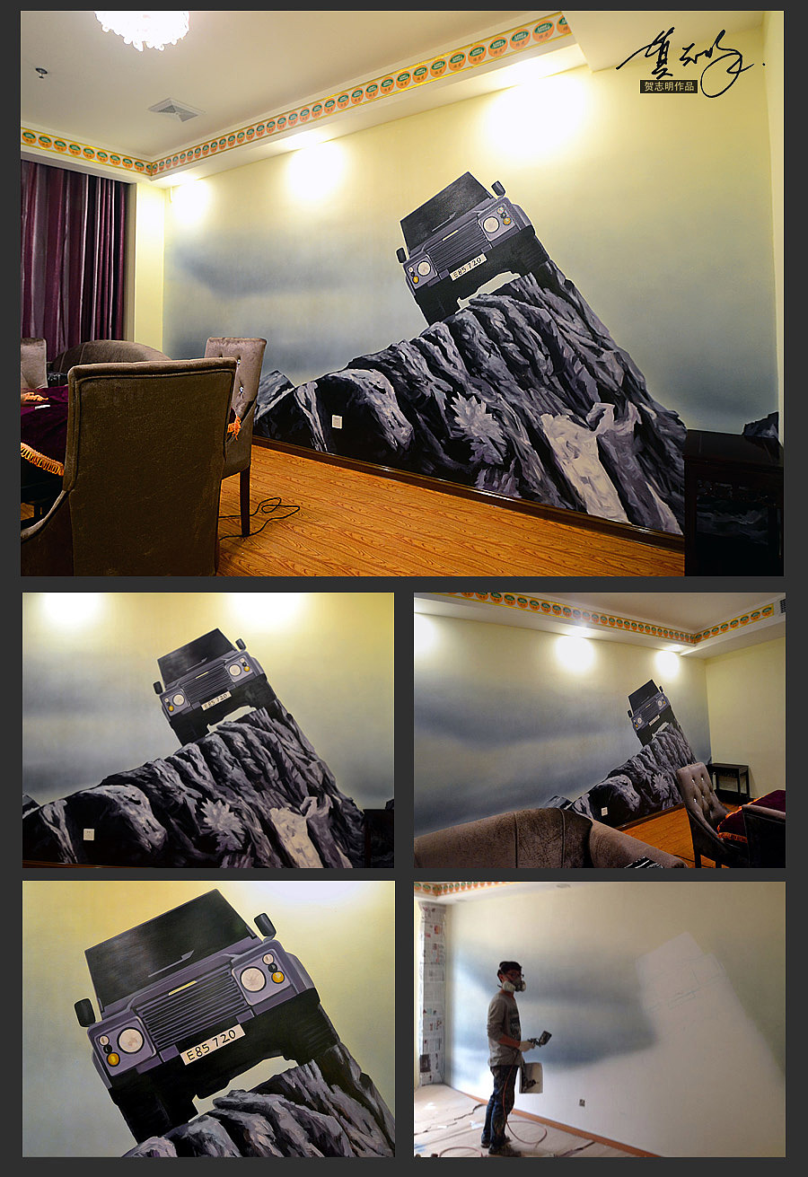 画在墙上的豪车集合，选一款把墙砸了开走吧（图ZNzIyNzE1NTY=） - 新锐潮流插画 - 站酷设计师贺志明原创素材 - 站酷ZCOOL