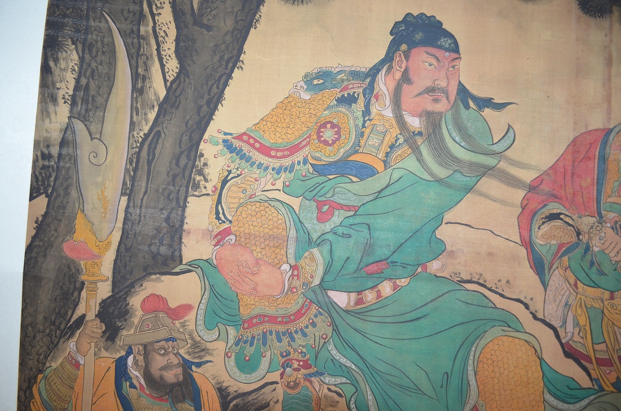 精品国画人物-临摹关羽擒将图