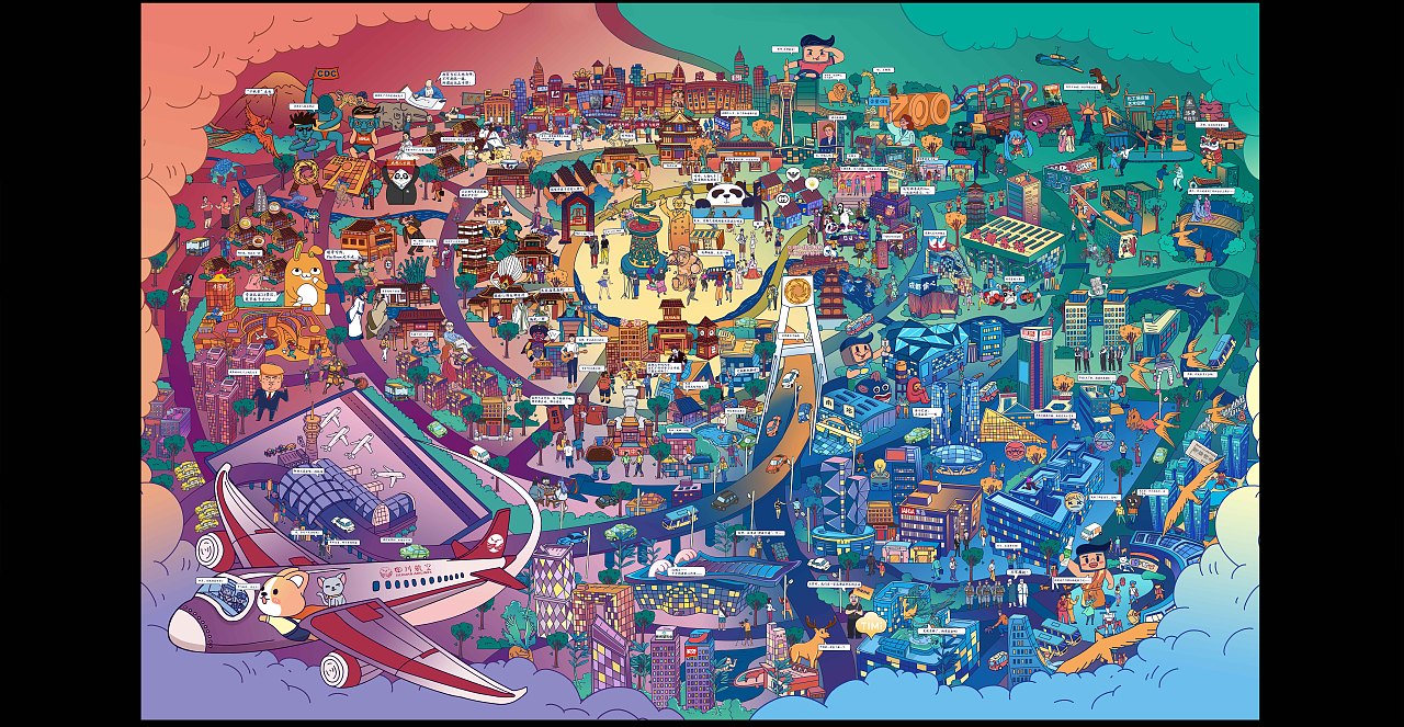 成都趣味地图(图ZMjE3NjA2MDcy) - 商业插画 - 站酷设计师SONGA松子原创素材 - 站酷ZCOOL