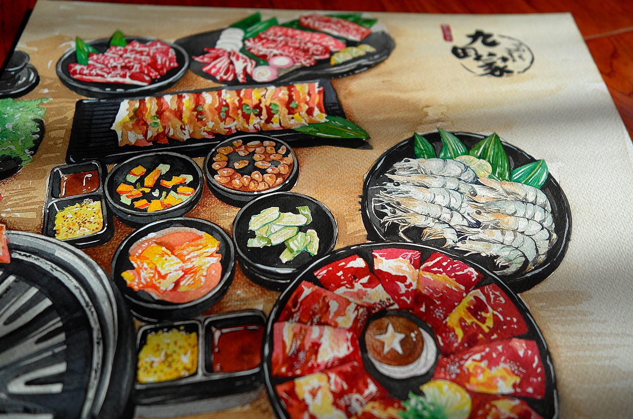 手绘美食——九田家烤肉（图ZMTcyODI5NTc2） - 绘画 - 站酷设计师光光的寂寞谁懂原创素材 - 站酷ZCOOL