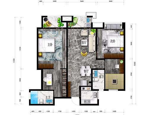 镇江美的城彩色户型图