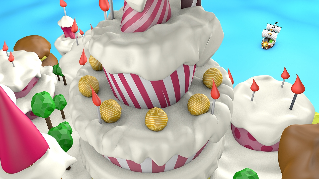 C4D海贼王蛋糕岛