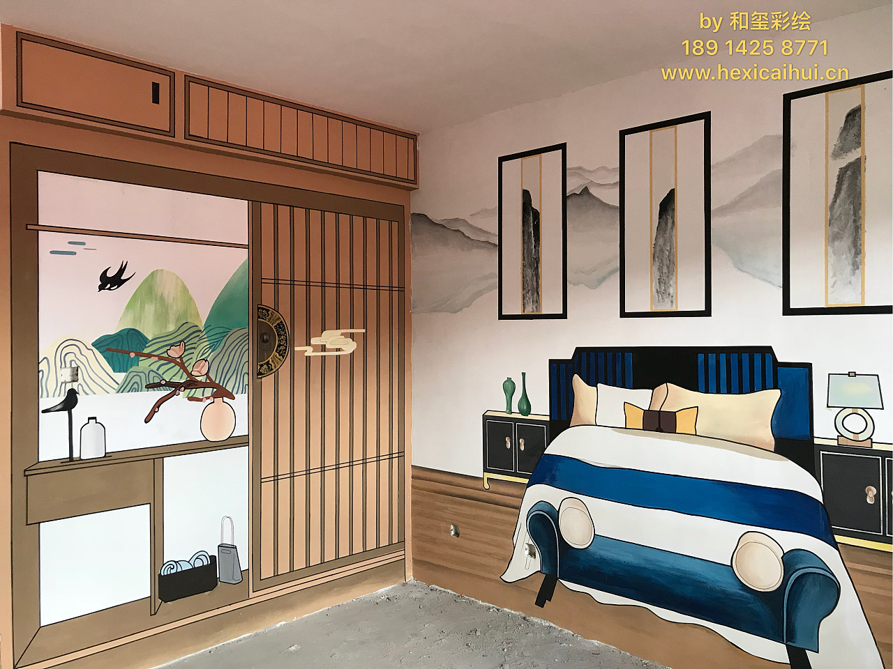 新中式样板房彩绘