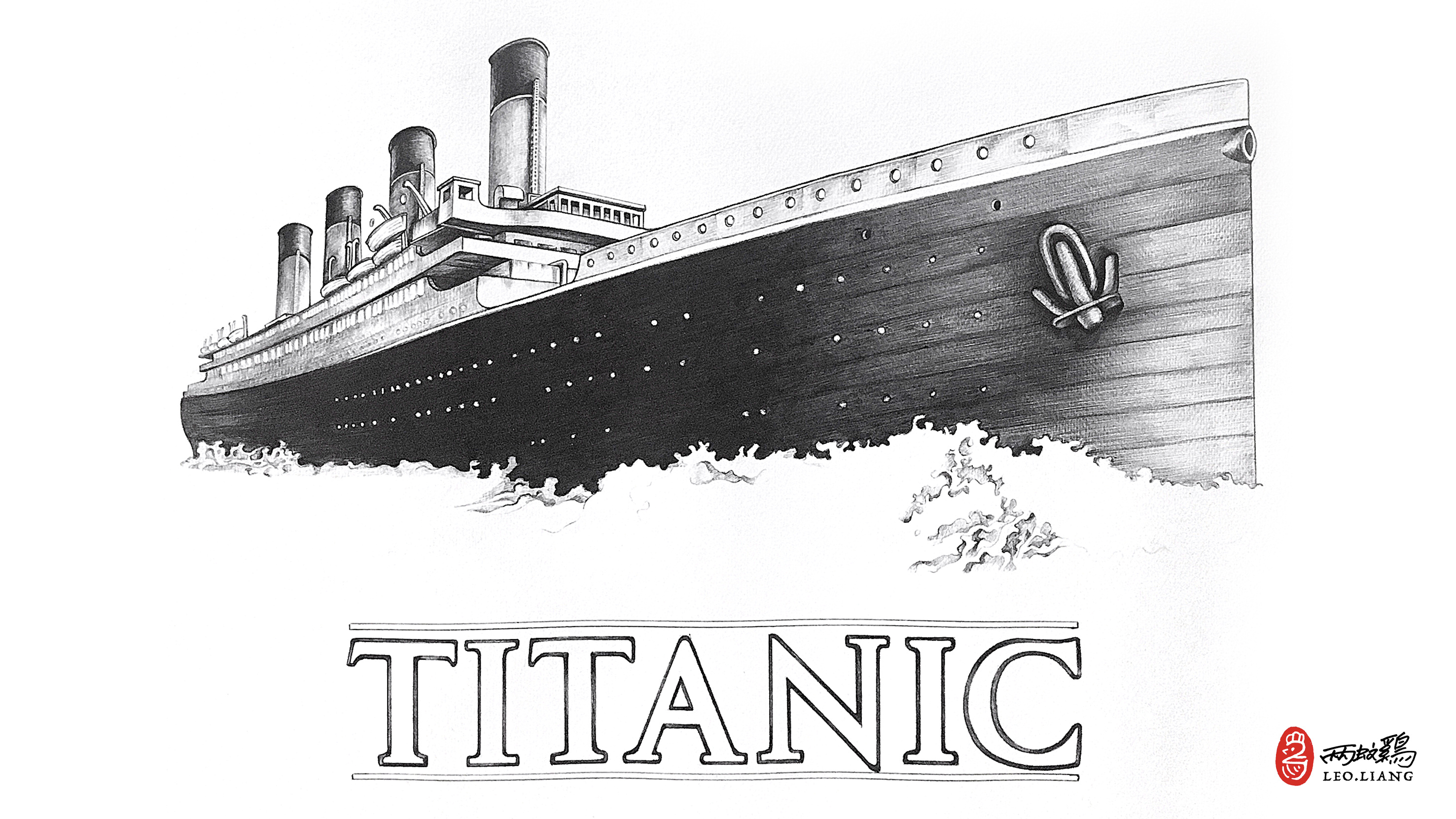 泰坦尼克号全身简笔画图片