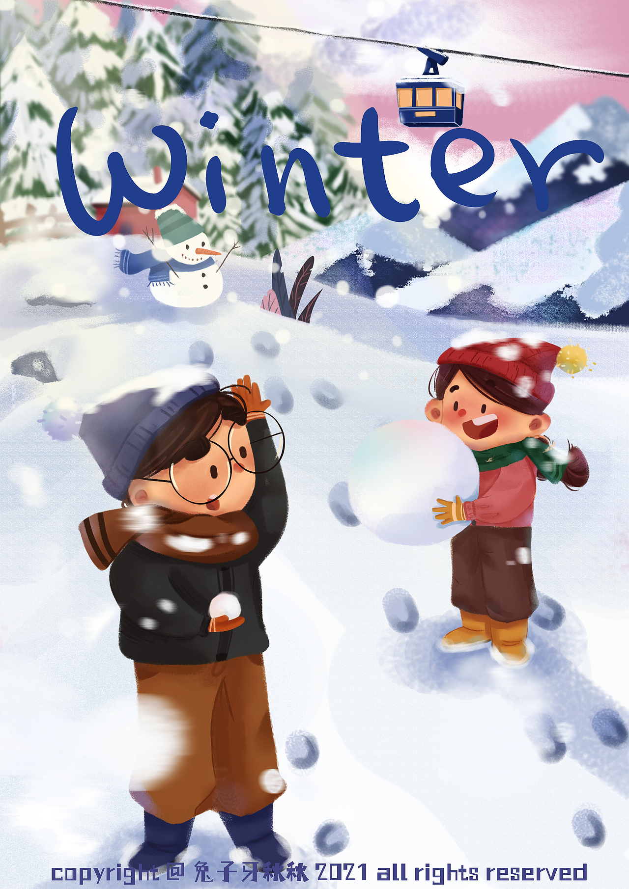 四季主题插画-春夏秋冬，我们在一起（图ZMjYxMDgxMDky） - 创作习作 - 站酷设计师兔子牙秋秋原创素材 - 站酷ZCOOL