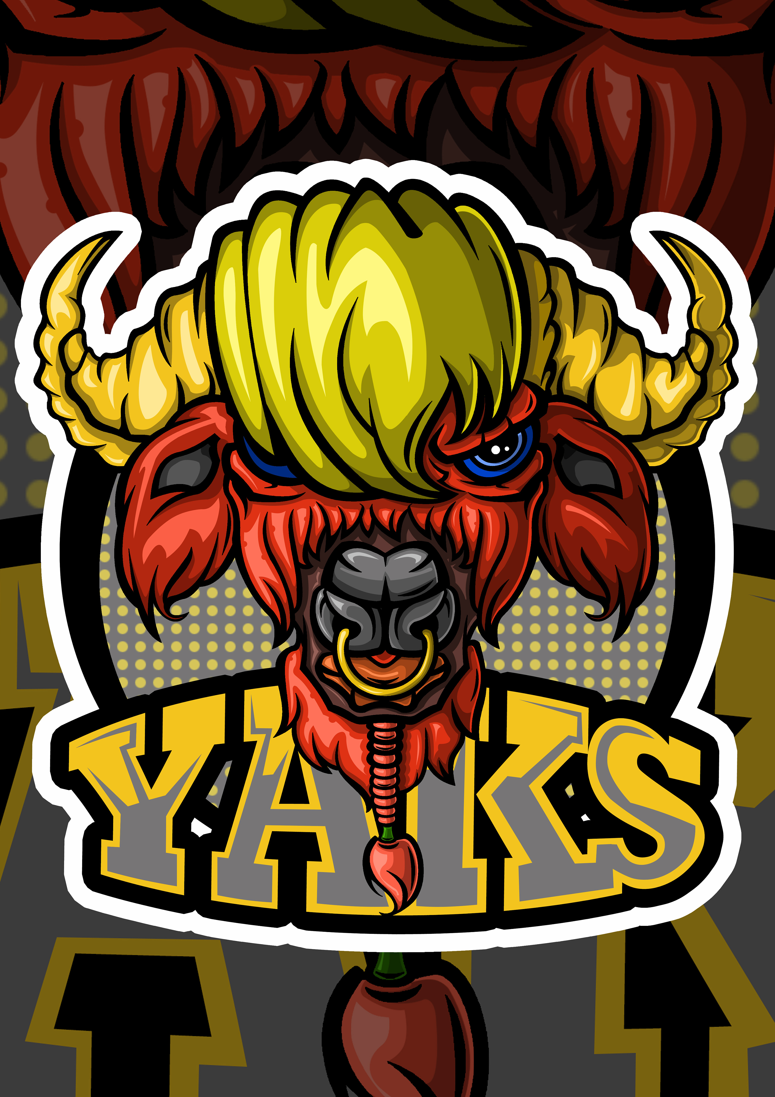 小丑原创十二生肖涂鸦插画—非主牛(牛气冲天)