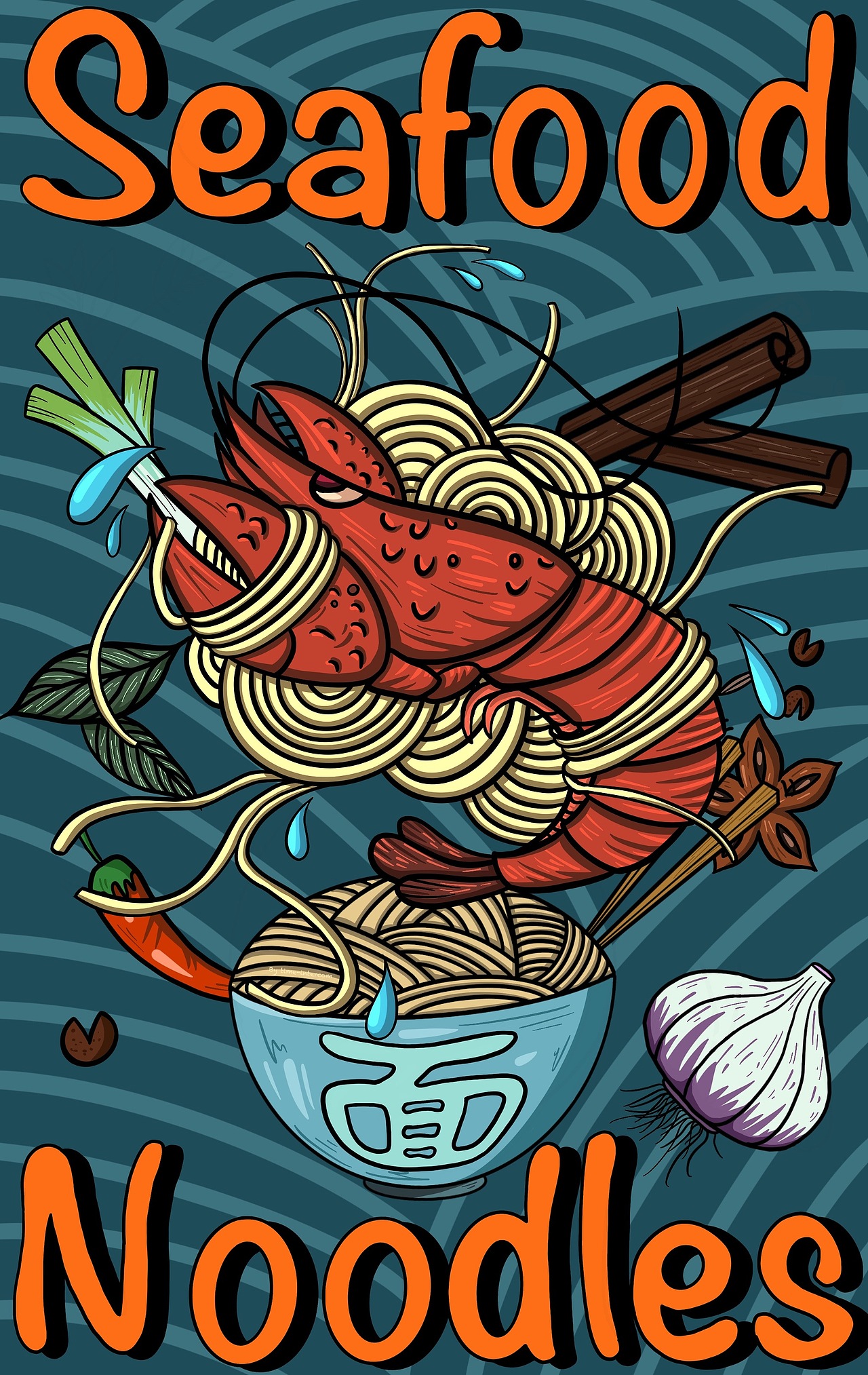 海鲜面主题宣传海报|插画|商业插画|time_intercom_原创作品-站酷