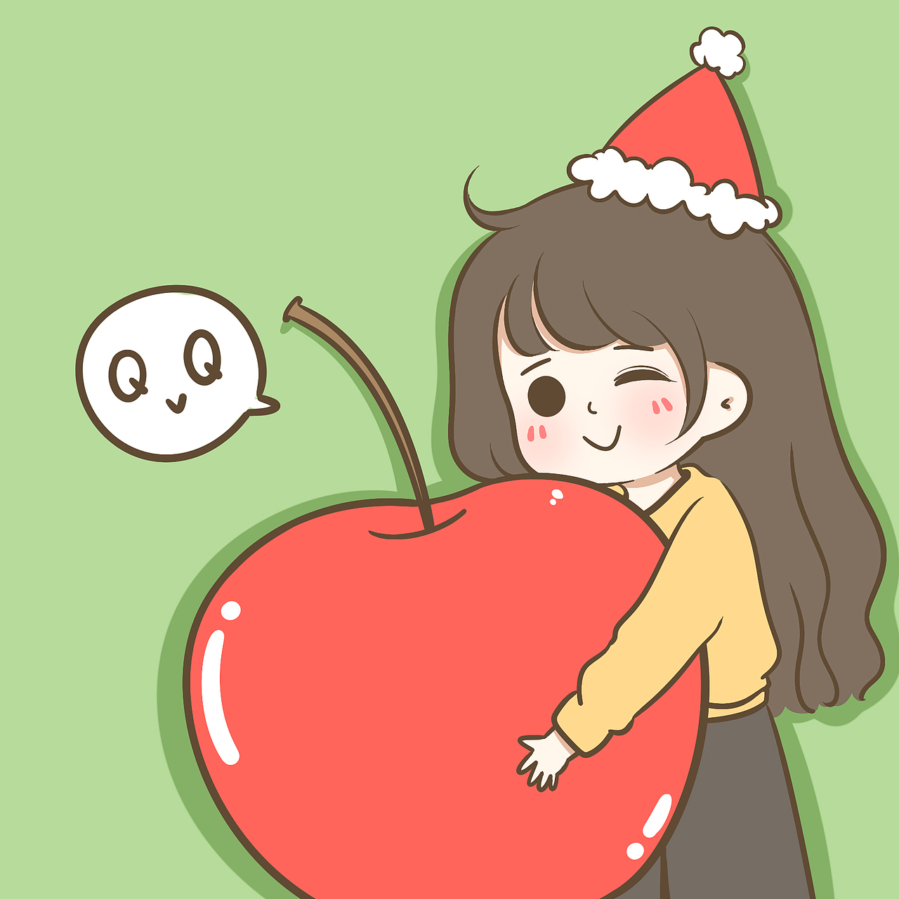 今晚别忘了吃苹果😋（图ZMTkwNjI0NDgw） - 单幅漫画 - 站酷设计师小希与阿树原创素材 - 站酷ZCOOL