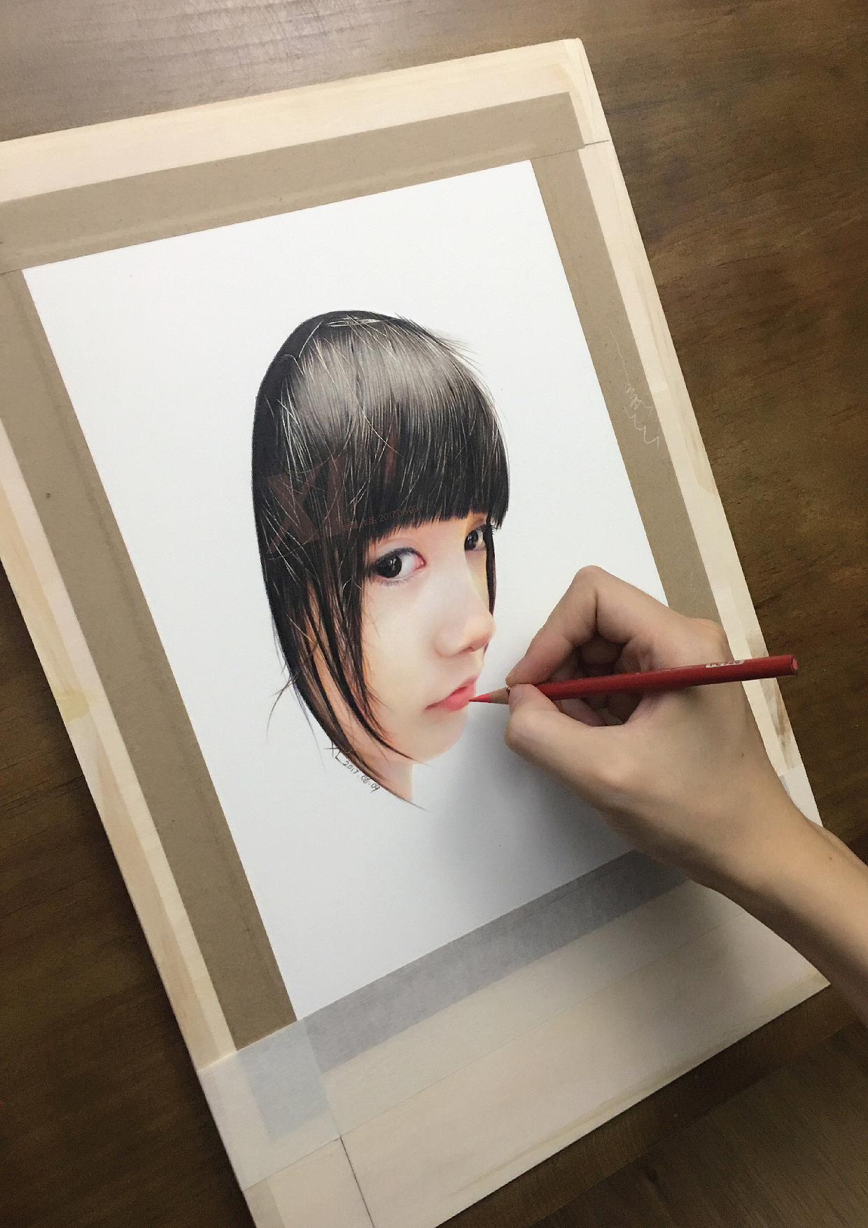 侧脸局部祥雷彩铅作品