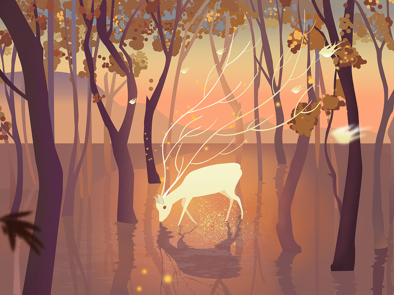 麋鹿森林（图ZMTY3MjU1NzI4） - 创作习作 - 站酷设计师几多情原创素材 - 站酷ZCOOL