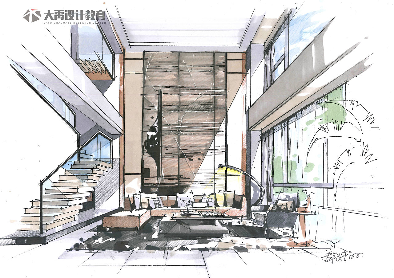 室内手绘|空间|商业空间设计|大禹手绘00学长 - 原创作品 - 站酷