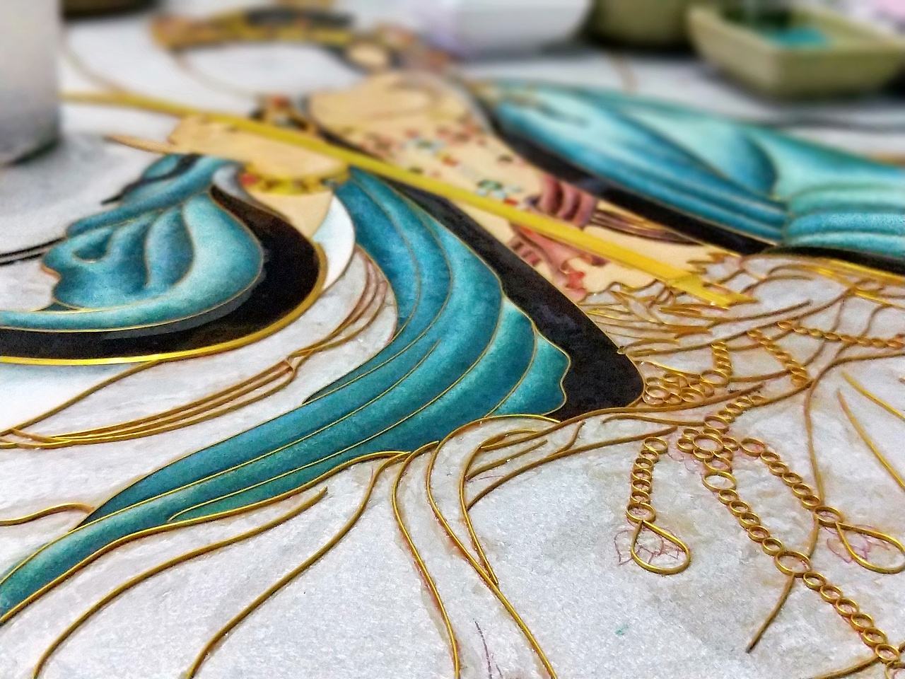 金丝沙画文殊菩萨