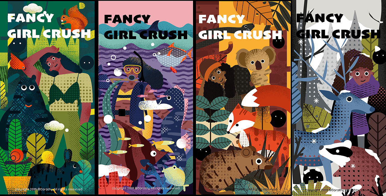 复古插画-带你走遍四季（图ZMTQxNTYzMTA0） - 商业插画 - 站酷设计师Dorothy0127原创素材 - 站酷ZCOOL