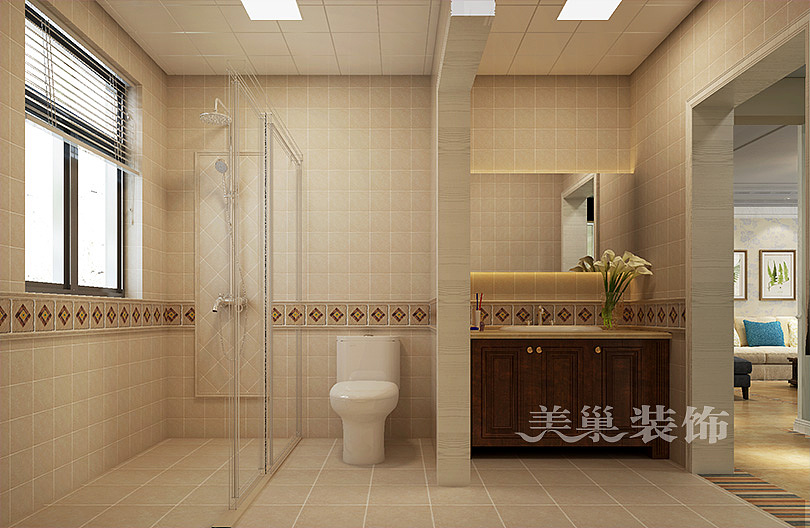 金沙湖高尔夫170平4室2厅2卫1厨美式乡村设计装修案例