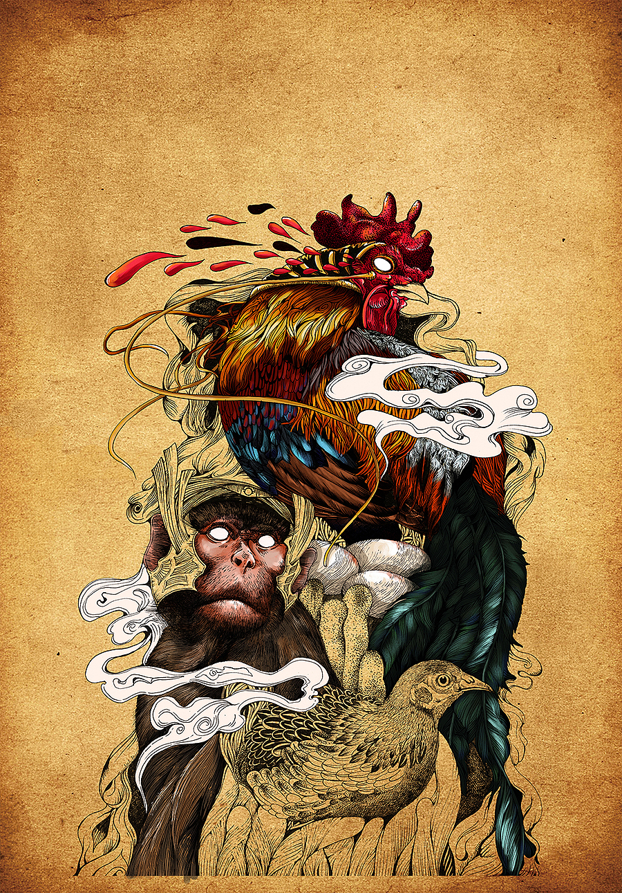 彩色绘--新年祝福，辞旧迎新（图ZNjkxOTM5MzY=） - 艺术插画 - 站酷设计师鸦鸦永远原创素材 - 站酷ZCOOL
