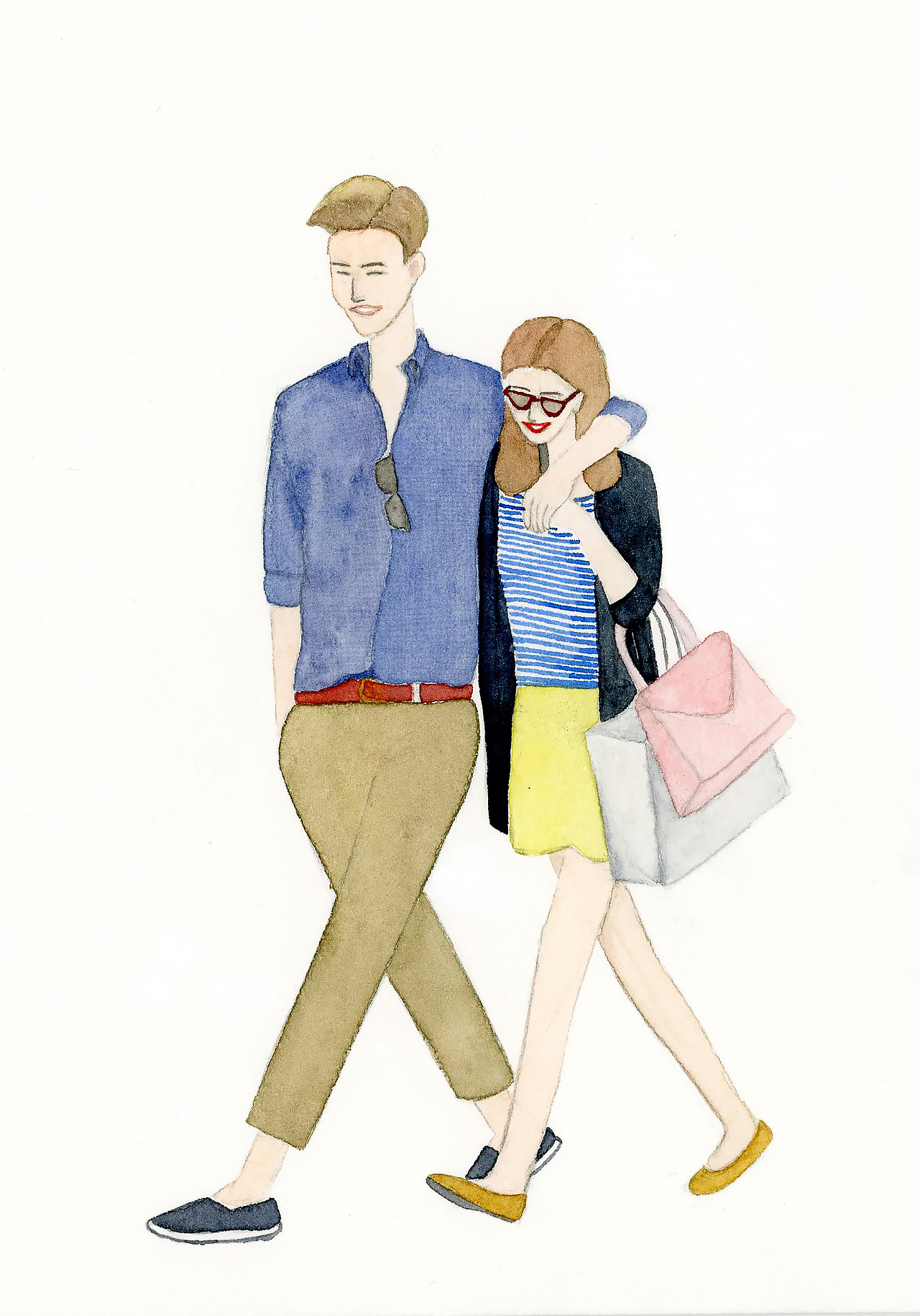 水彩手绘人物插画