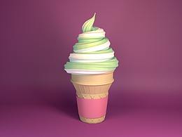 C4D甜筒冰激凌動效