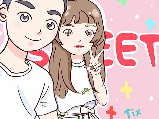 人物插画 同学情侣（个人主页-ZMjUwNjQwNDA=） - 创作习作 - 站酷设计师Tix大薇原创素材 - 站酷ZCOOL