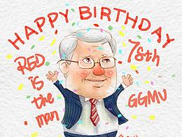 前曼联主帅弗格森生日插画
