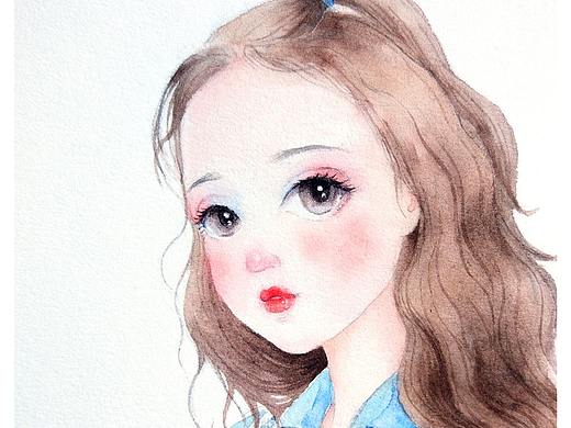 淡雅水彩女孩