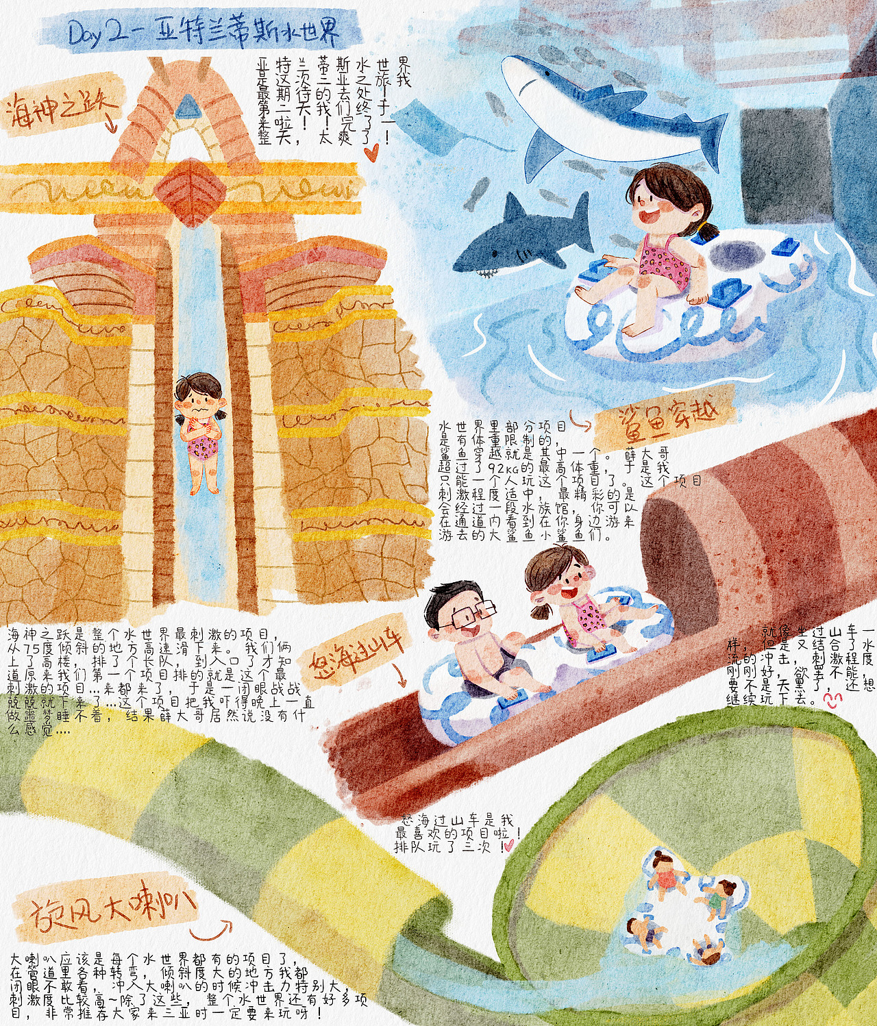 手绘游记-三亚之行（图ZMjc5MzkxOTY4） - 儿童插画 - 站酷设计师兔子牙秋秋原创素材 - 站酷ZCOOL