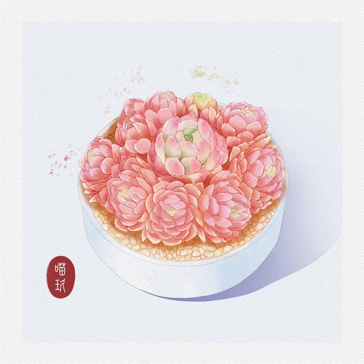 水彩多肉盆栽系列