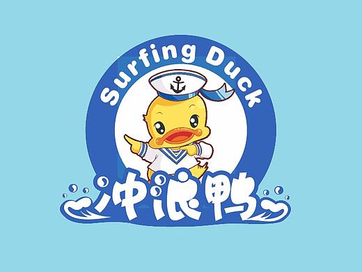 卡通形象-吉祥物-动物-冲浪鸭logo设计