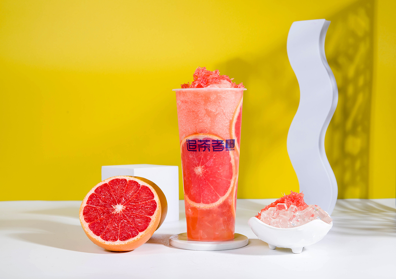 红西柚奶茶饮品拍摄