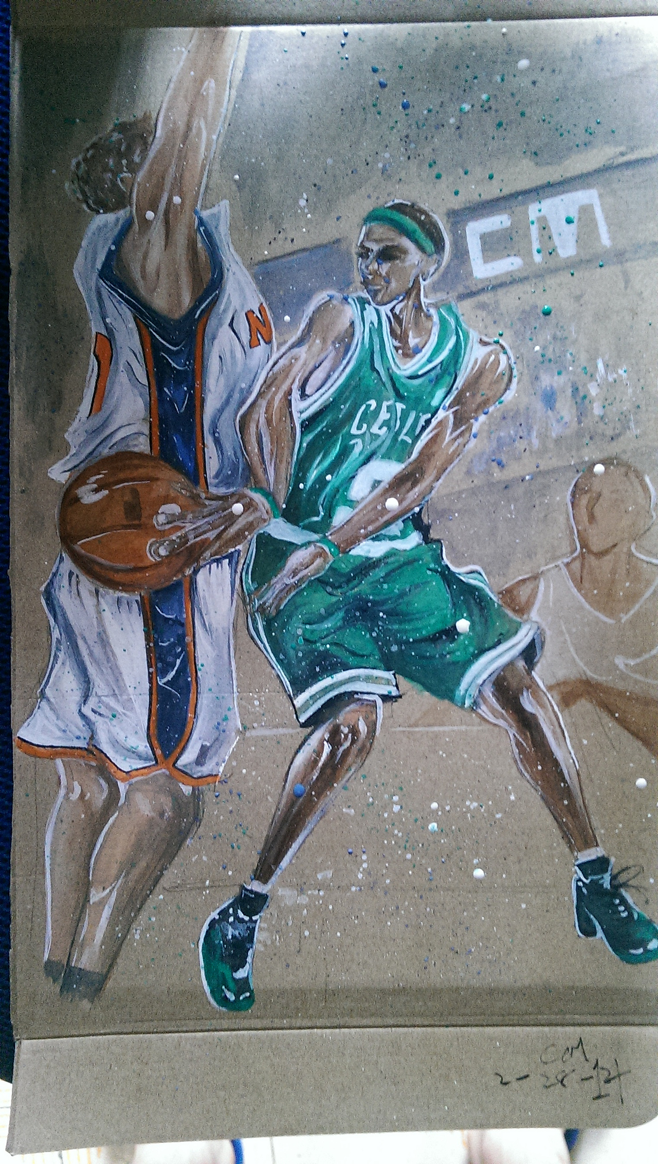 纸皮上画的篮球