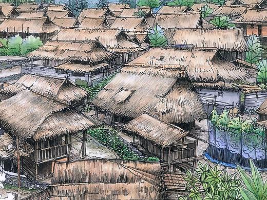 边走边画——云南少数民族建筑手绘作品
