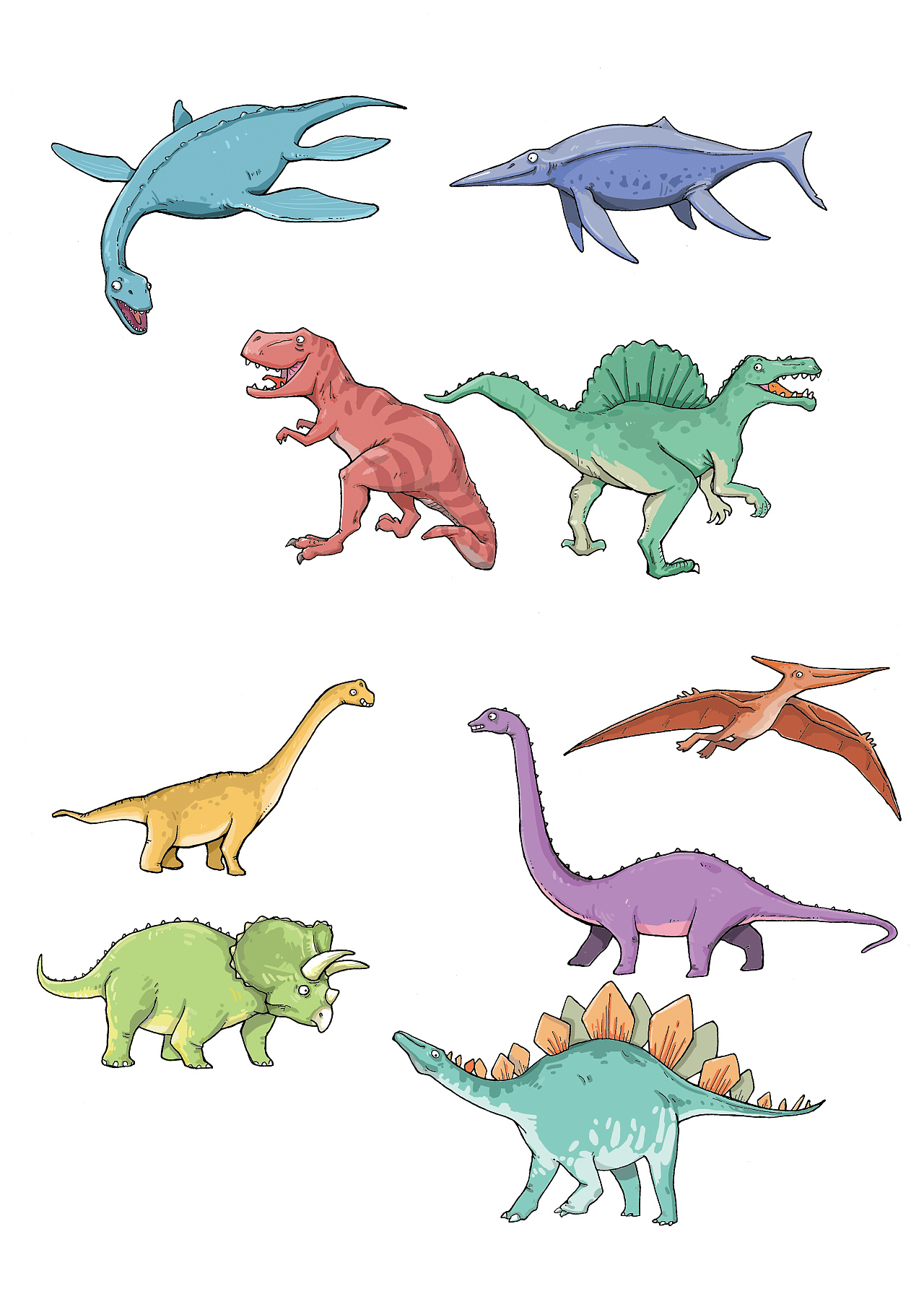 很多恐龙的画图片