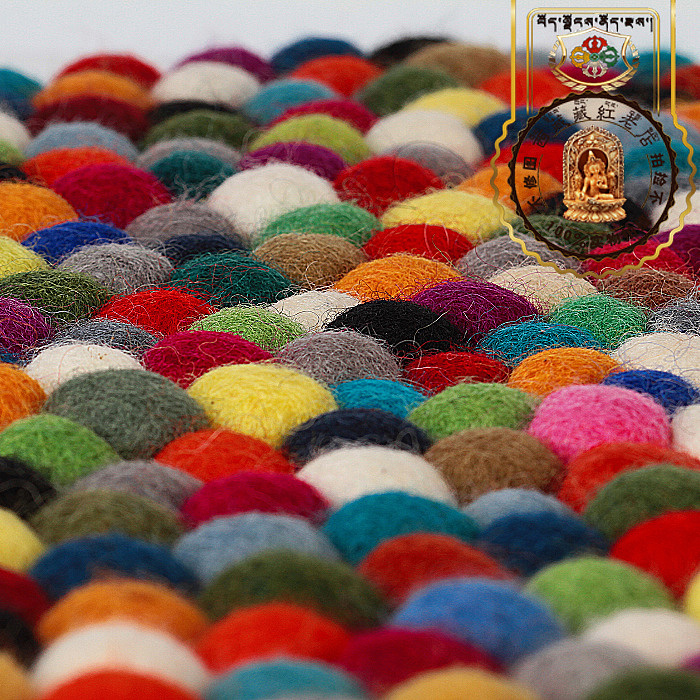 西藏纯手工彩色羊毛球羊毛卷羊毛垫彩色氆氇杯盘垫