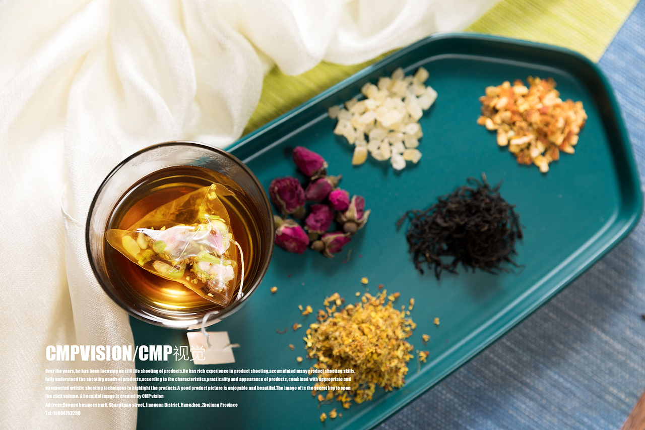 花茶拍摄-桂花龙井茶（图ZMTkzMTg1NjQ0） - 产品摄影 - 站酷设计师CMP教授原创素材 - 站酷ZCOOL
