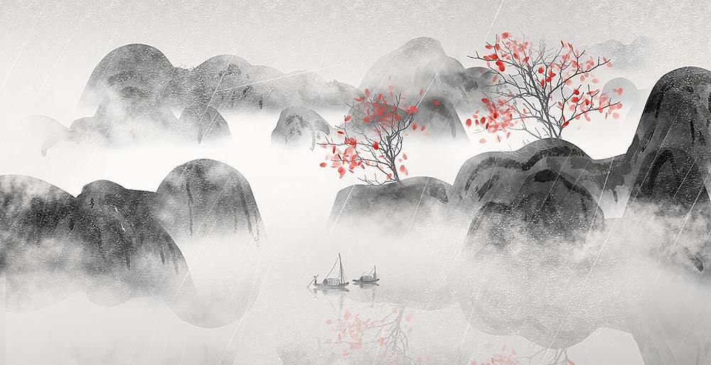 意境简约山水画（图ZMTk3NTAwMjg4） - 商业插画 - 站酷设计师心灵艺坊原创素材 - 站酷ZCOOL