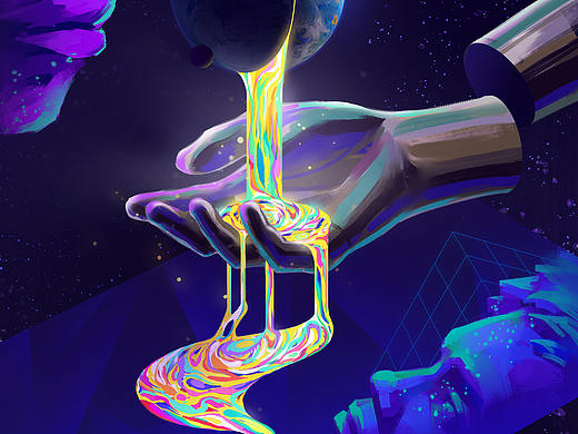 【绘画】示绮的宇宙系列丨深蓝与彩虹