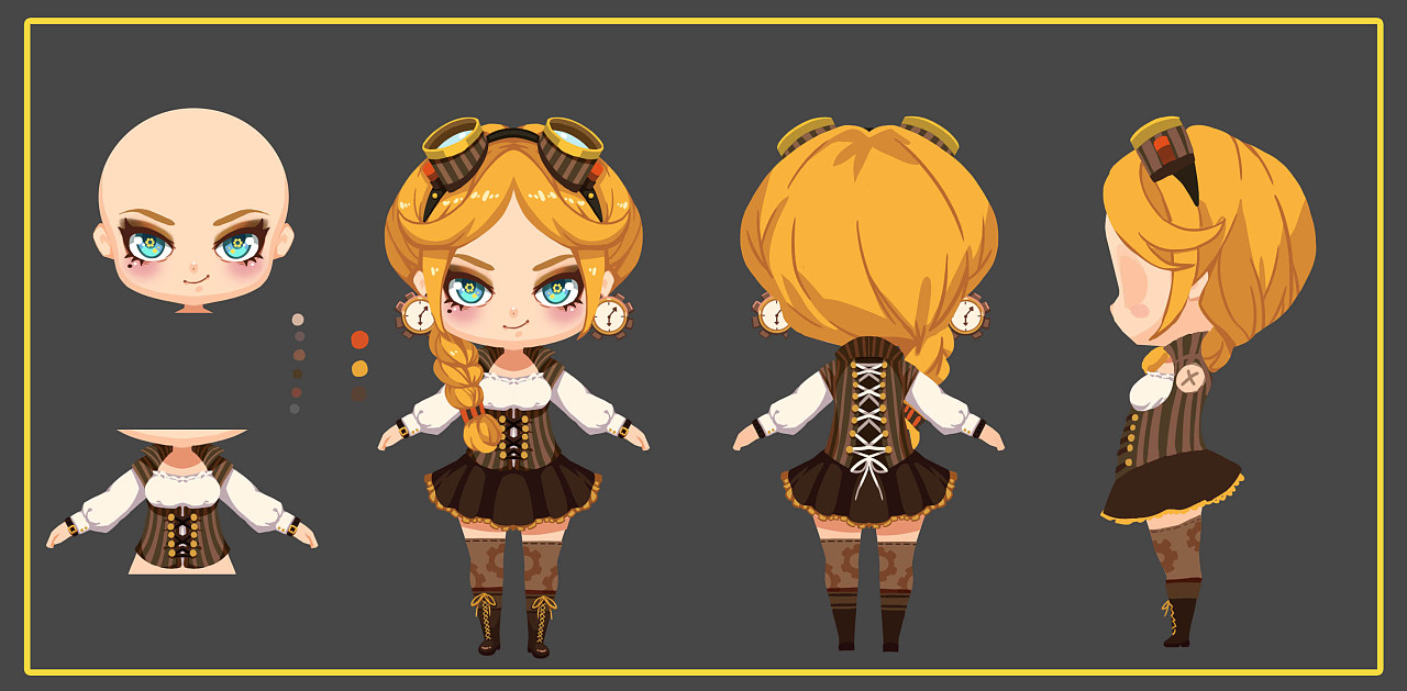 2个蒸汽朋克q版设定